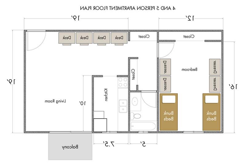 4 to 5 person plan view